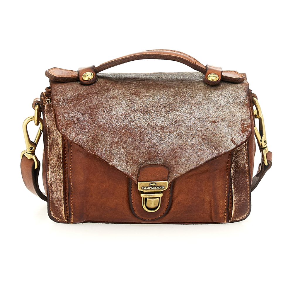 Sac à Bandoulière Campomaggi Crossbody Small S - Cuir Cognac, Motif Floral - Neuf Avec étiquettes