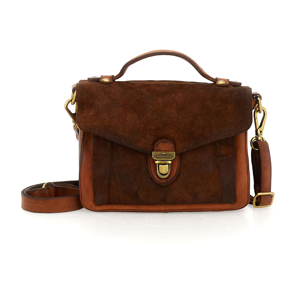 Borsa vaggo con manc e tracolla vera pelle marrone | Leather duffle