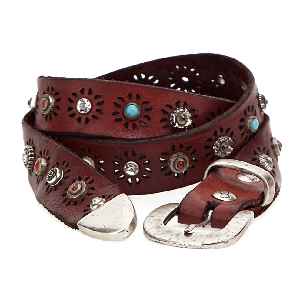 Campomaggi Ravenna Studded Corset Belt in chocolate brown leather. New with tags Belts Ravenna Brown | Campomaggi main image 3