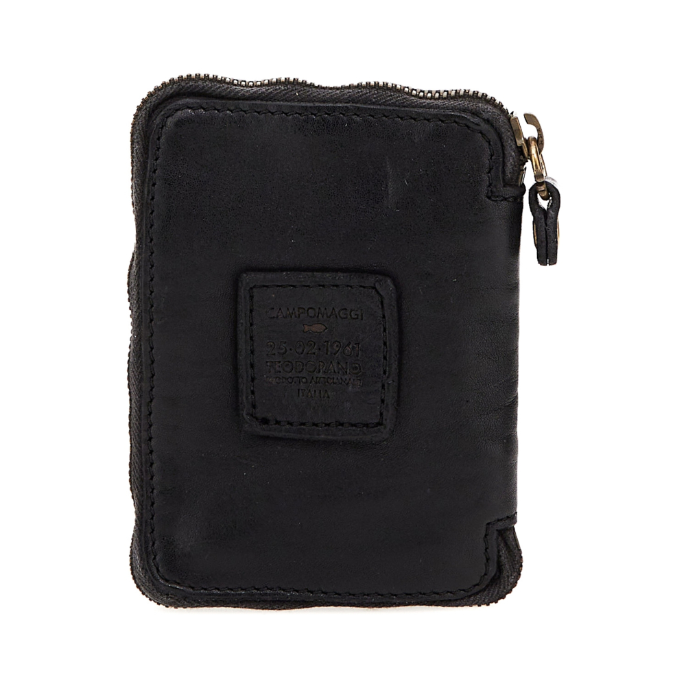 apollon leather short wallet 02（Greece -Black Leather Flap Wallet 