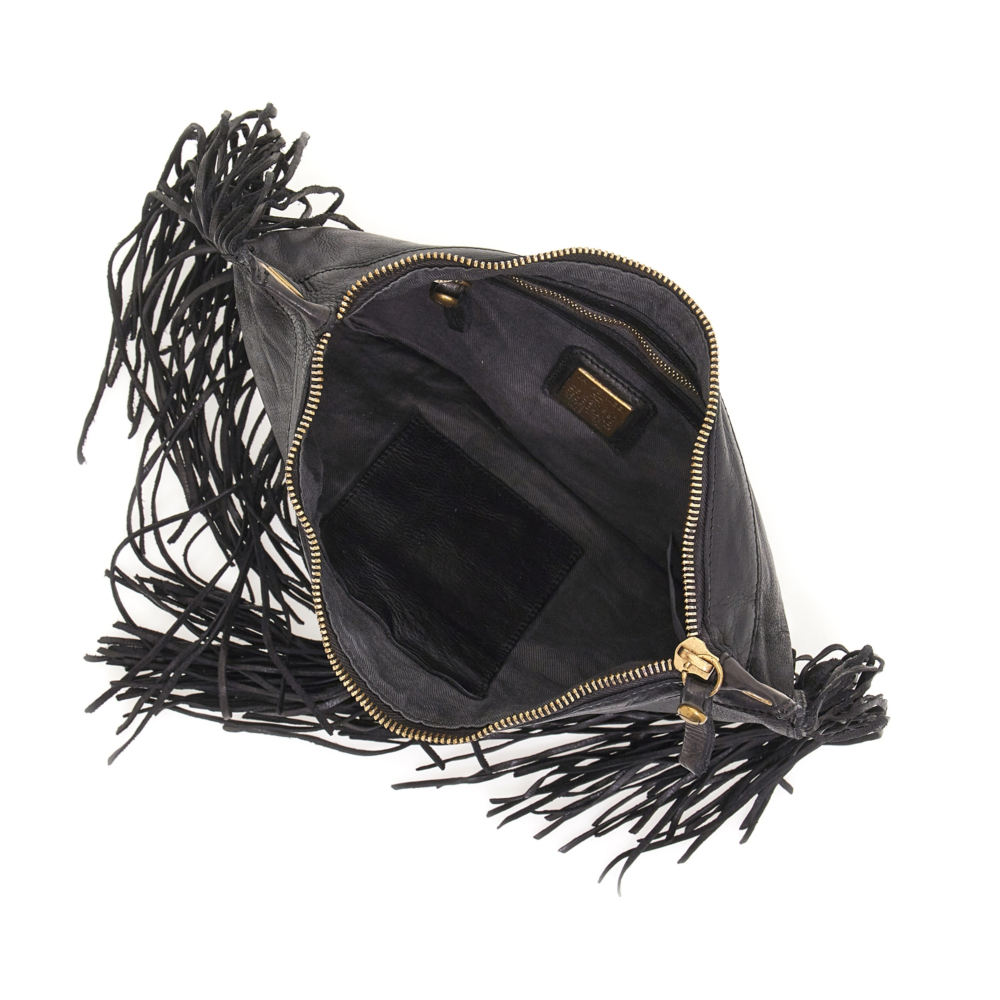 バッグ archive grunge fringe shoulder bag black Gucci Black Pebbled Leather Nouveau Fringe Shoulder Bag