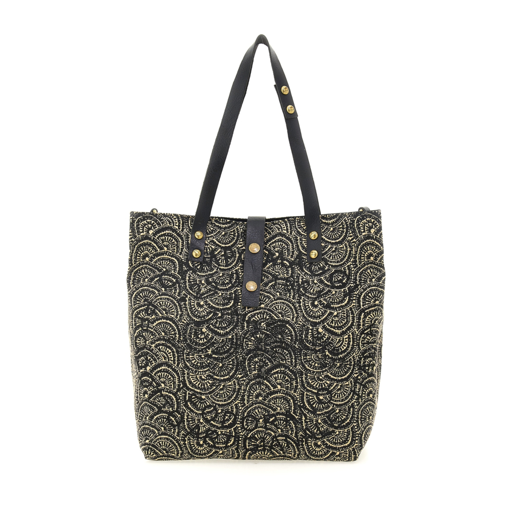 Sac Cabas Campomaggi Genziana En Cuir Et Toile - Fait Main En Italie, Bleu/marron