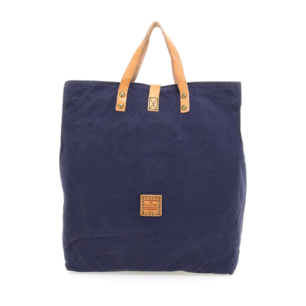 AMPIANA MARCHE BAG ZIG-ZAG ＭSIZE BLUE Shopping Bag/Shopper Genziana Blue | Campomaggi