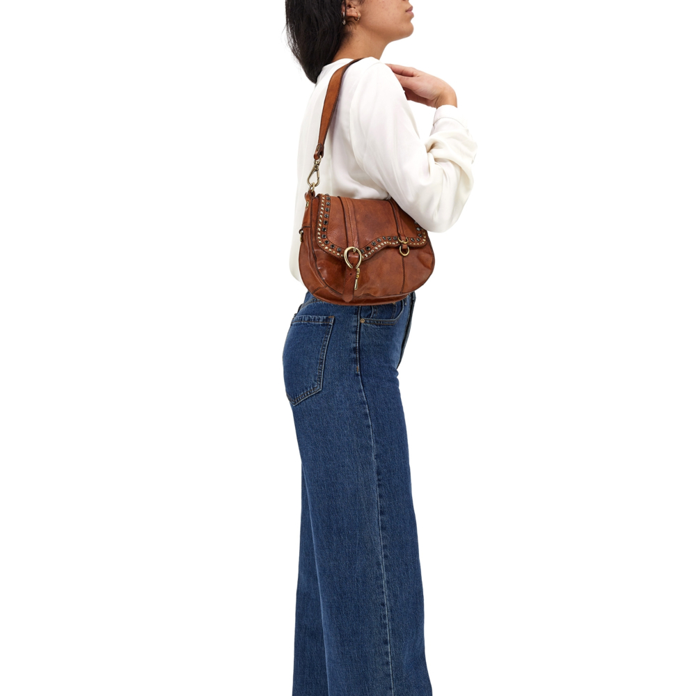 Sac Bandoulière CAMPOMAGGI Mini Cognac - Cuir Vache Italien - Neuf Avec étiquettes