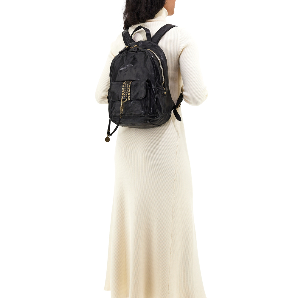Campomaggi Black Small Backpack with Rivets Backpack Kura Black | Campomaggi main image 4