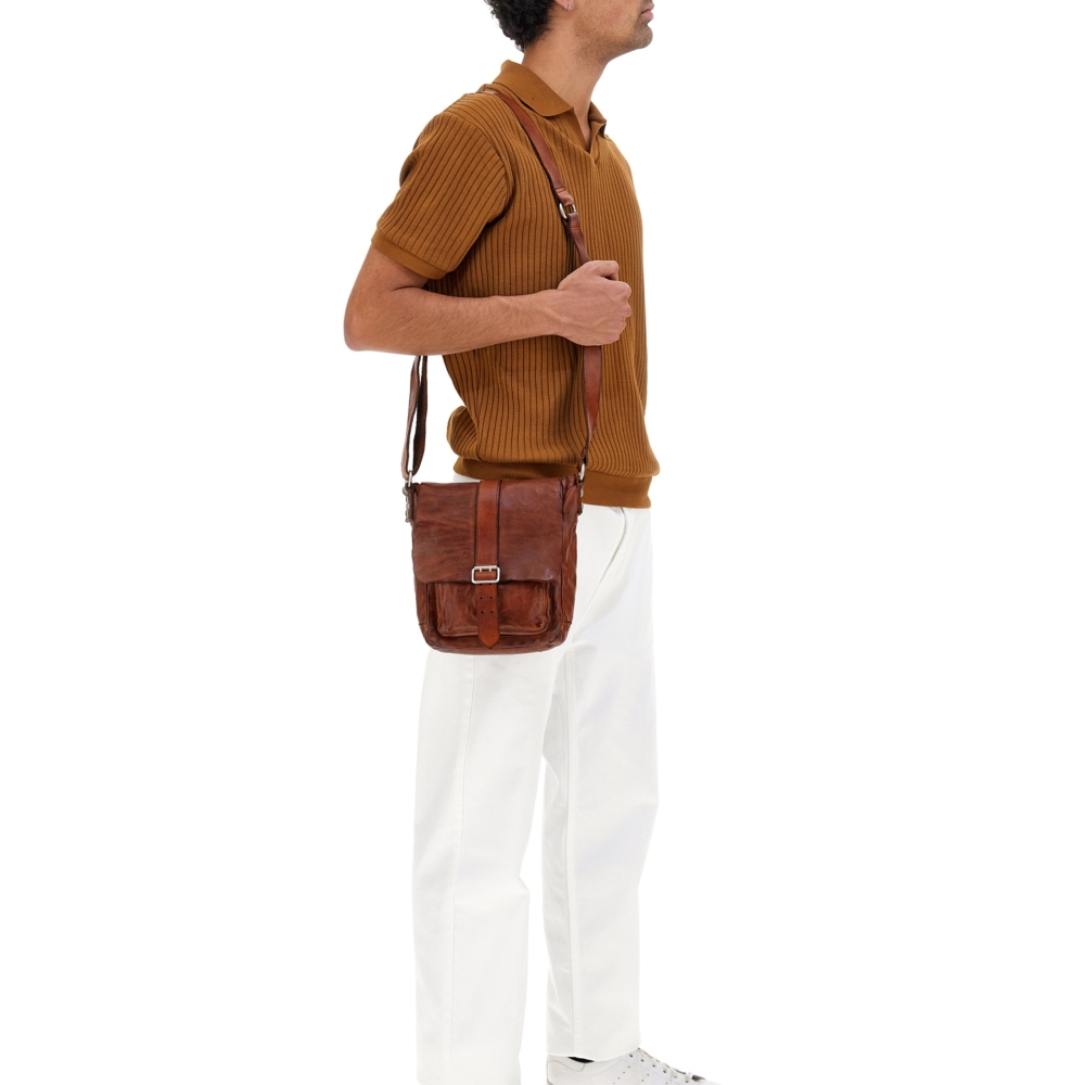 COMMEdesGARCONS 麻 Crossbody Bag Saturno Cognac | Campomaggi
