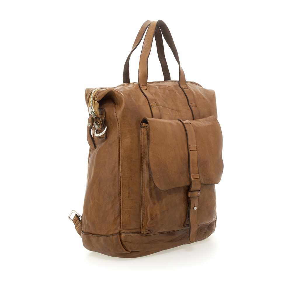 Sac à Dos CAMPOMAGGI Cuir Vert Militaire Pour Femme – Sac De Loisirs Adjustable, Neuf
