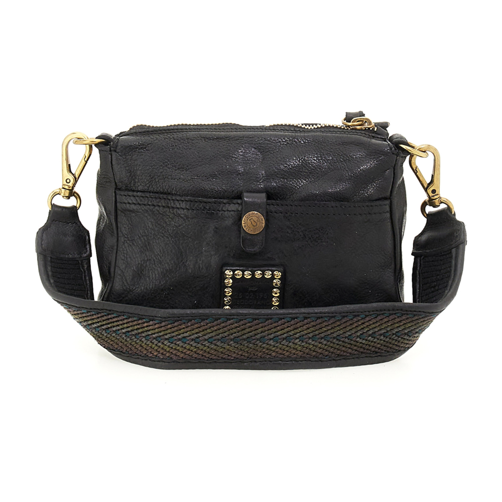 Sac Bandoulière CAMPOMAGGI Circle En Cuir Noir - Ajustable, Fabriqué En Italie - Neuf Avec étiquettes