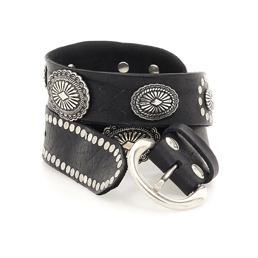 小物 Irina belt Irena | Women's Studded Leather Belt | Antique Silver Studs