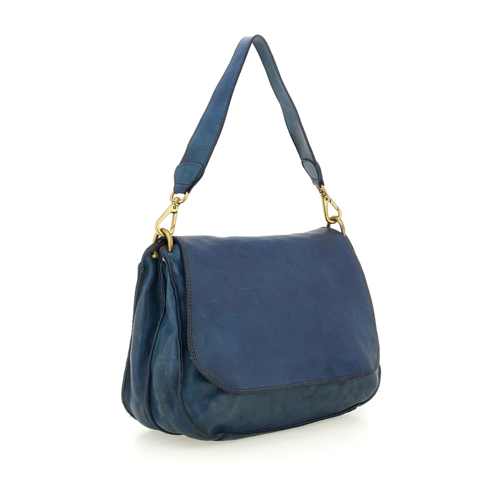 Shoulder Bag Mogano Blue | Campomaggi