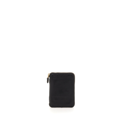 Porte-cartes Campomaggi Parigi - Cuir Vintage Noir - 5 Emplacements - Fermeture éclair - 8x14 Cm