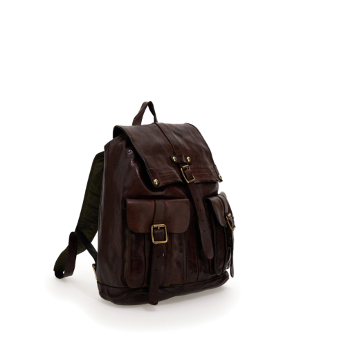 Sac à Dos CAMPOMAGGI En Cuir De Vache Cognac (marron) NEUF Avec Accessoires