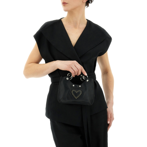 Sac à Main Vintage Cuir Noir Allemagne Années 1930 - Mini Format, Fermoir Pression, Doublure Nylon - Occasion