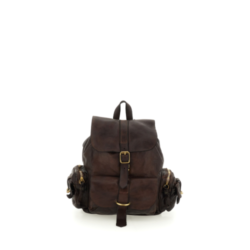 CAMPOMAGGI Sac à dos terracotta en cuir pour femme - Backpack Cognac