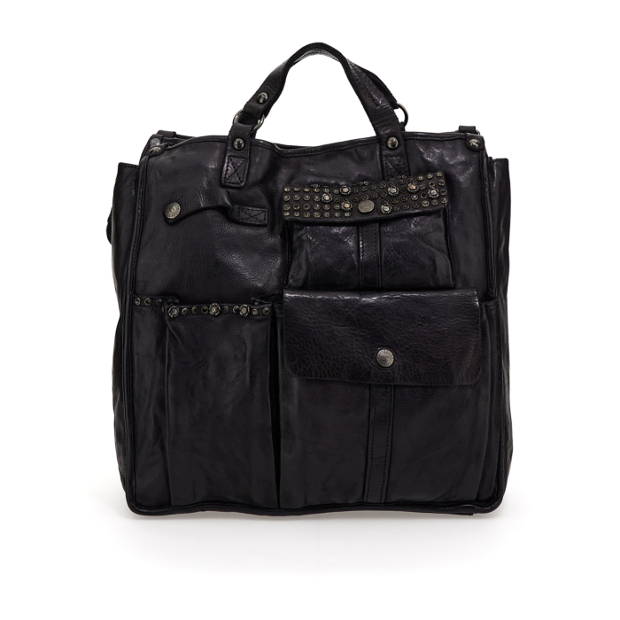 Sac Shopper Campomaggi En Cuir De Vache Noir - Modèle Shopping Bag - Neuf Avec Étiquettes