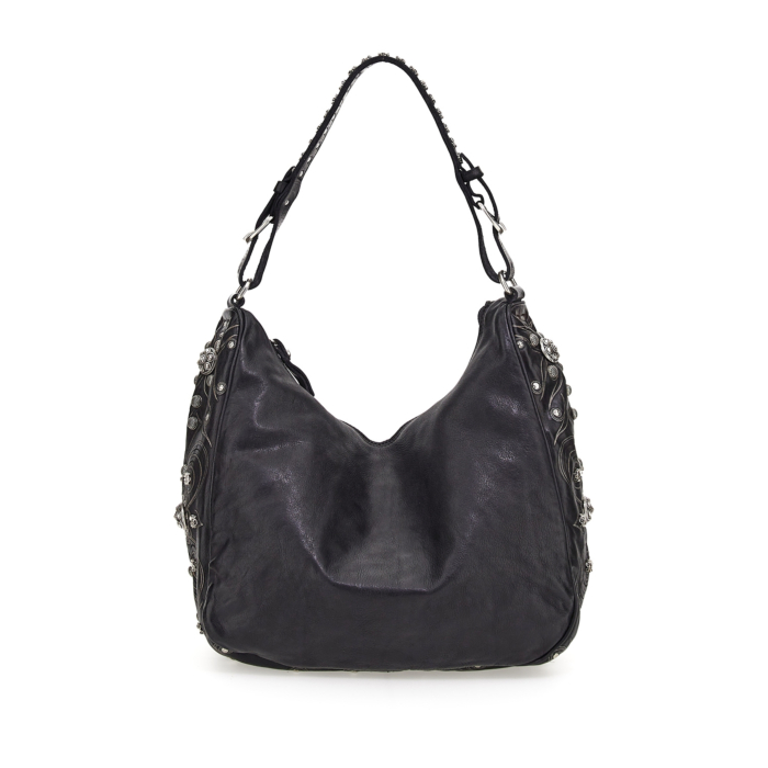 Schultertasche Orchidea Schwarz Campomaggi