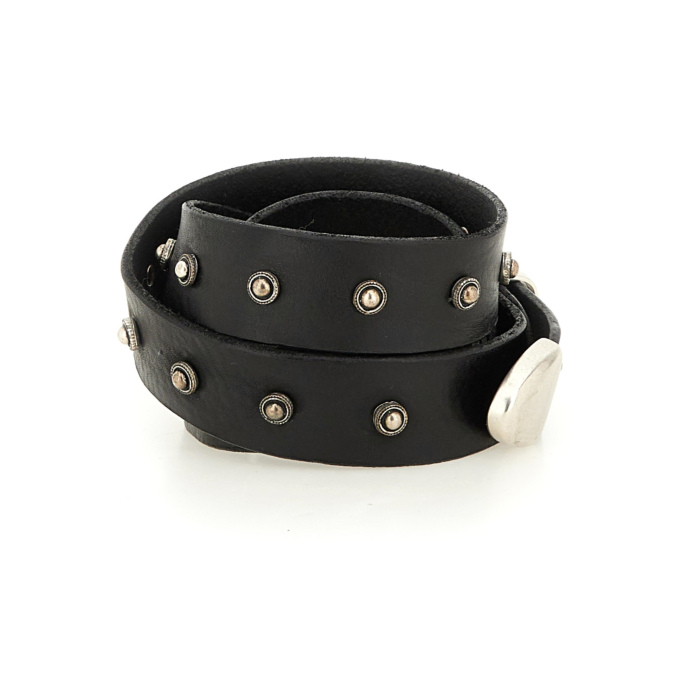 【関税 送料無料】CAMPOMAGGI スタッズ ブラック レザーベルト Belts Classic Black | Campomaggi