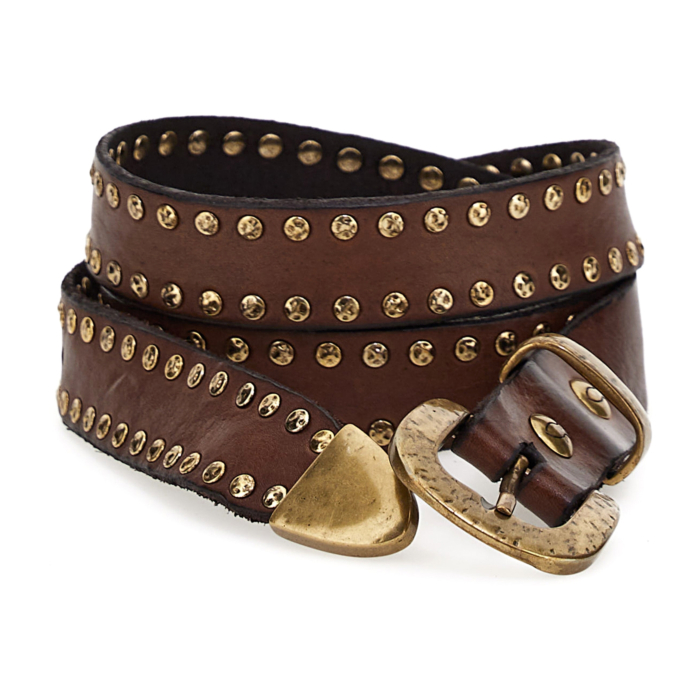 Campomaggi Brown Leather Studded Belt Belts Classic Cognac | Campomaggi main image 2