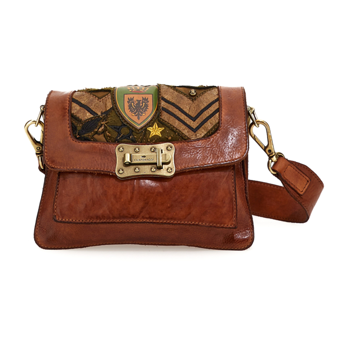 Campomaggi Leather Fold Over Small Cross Body Bag in Cognac