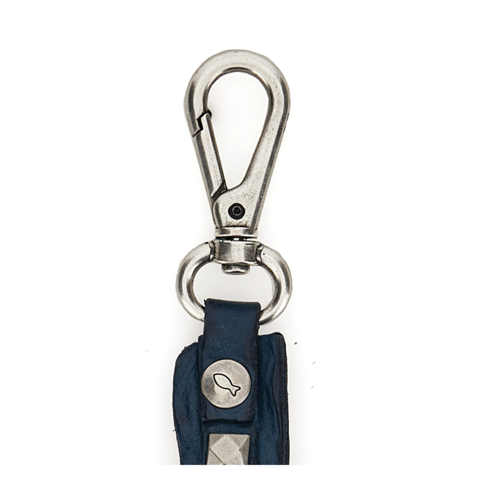campomaggi ネイビー レザー キーホルダー スタッズ付き Keyholder Liri Blue | Campomaggi