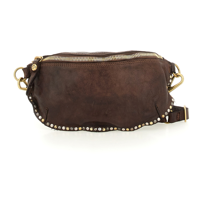 Borsellino In Pelle Kura Campomaggi - Portamonete Elegante Con Chiusura A Zip E Borchie, Made In Italy