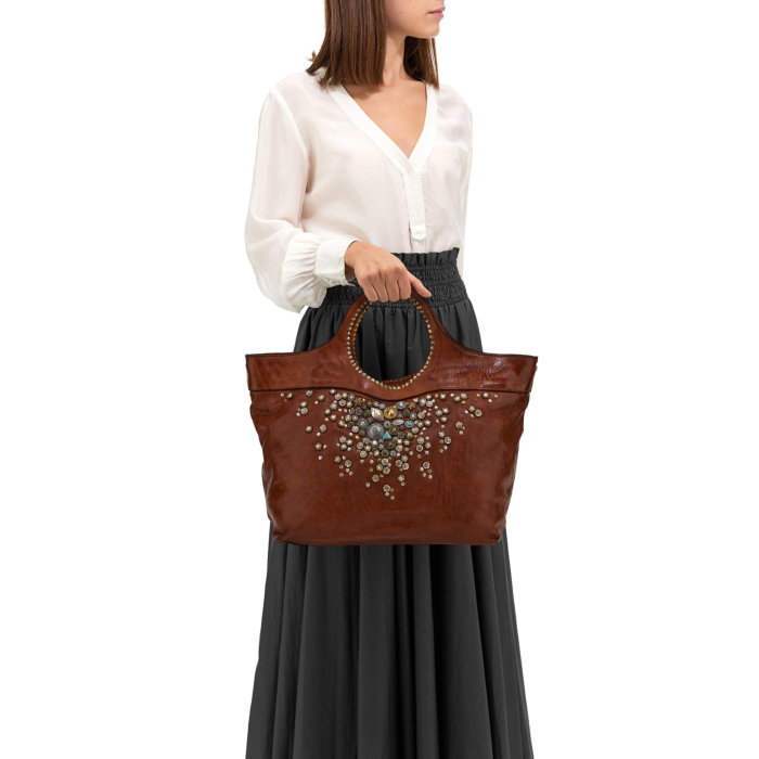 ショルダーバッグ・ポシェット Campomaggi Bella Di Notte Cognac Shopping Bag Shoulder Bag Bella Di Notte Black | Campomaggi