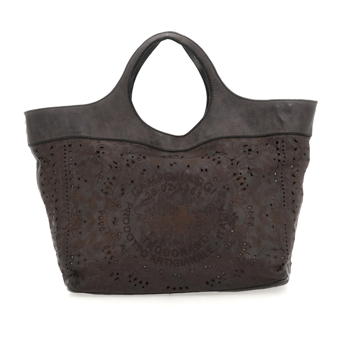 Sac Shopping En Cuir Campomaggi Grigio - Taille L - Vintage Avec étiquettes