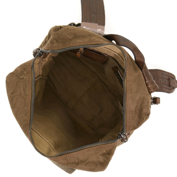 Sac à Dos CAMPOMAGGI Cuir Vert Militaire – Femme, Neuf