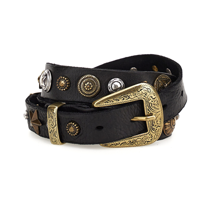 Fibbia Cintura Uomo Vintage Stile Western Con Iniziale R - Oro Nero, Taglia Large