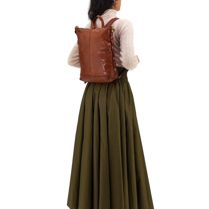 Sac à Dos En Cuir Campomaggi Couleur Cognac - Unisexe, Pour Ordinateur
