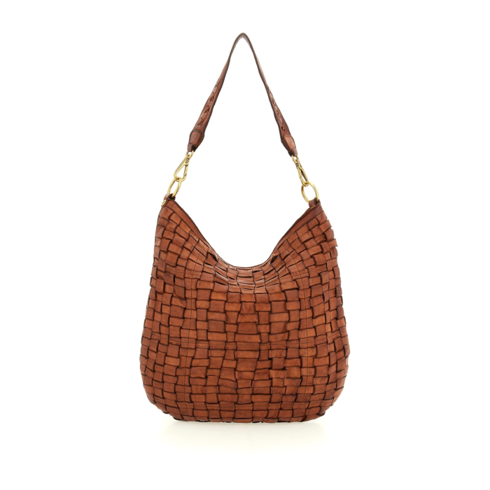Sac à Épaule CAMPOMAGGI Cognac - 100% Cuir - Modèle Traditional Zefiro Bucket Bag Mini - Neuf Avec étiquettes