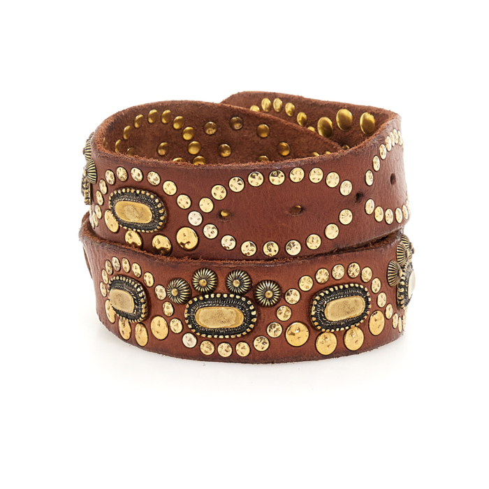 Campomaggi Leather Studded Belt in Cognac Belts Classic Cognac | Campomaggi main image 3