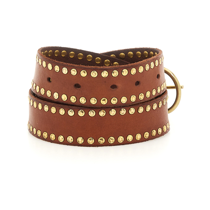 Campomaggi Leather Studded Belt in Cognac Belts Classic Cognac | Campomaggi main image 4