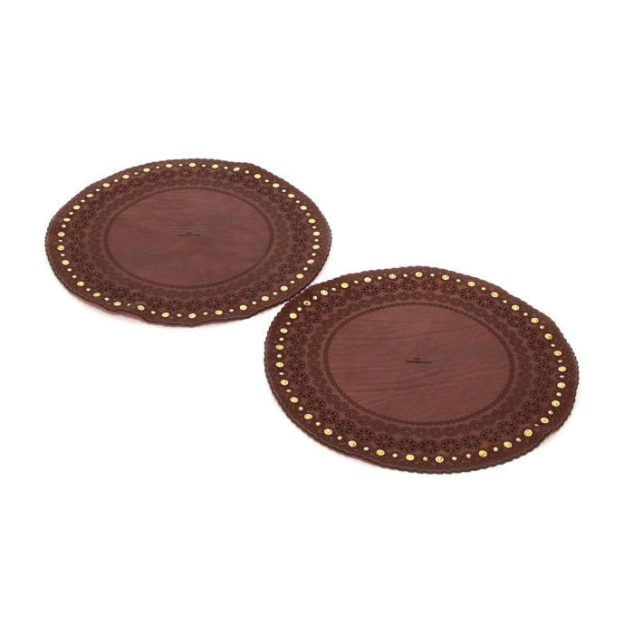Placemat CASA Set of 2 round placemats Cognac Campomaggi