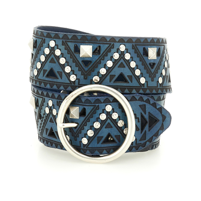 Campomaggi Leather Belt in Blue Belts Classic Blue | Campomaggi main image 4