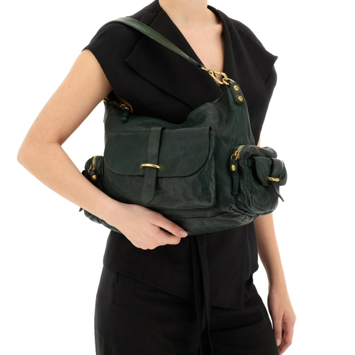 Shoulder Bag Agata Green | Campomaggi