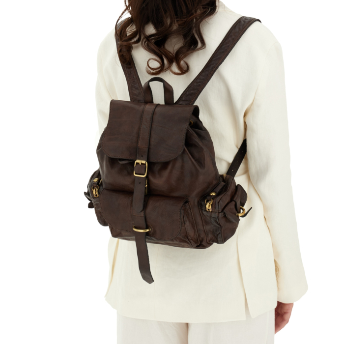 brown leather mens backpack Parker Clay Brown LA28 Atlas Leather Backpack
