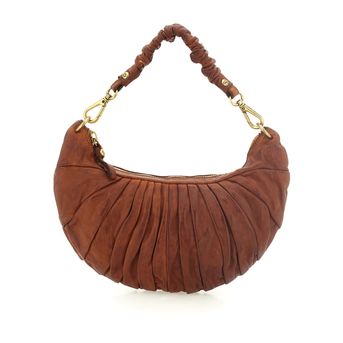 Sac à Épaule CAMPOMAGGI Cognac En Cuir De Veau - Taille M - Style Décontracté Femme