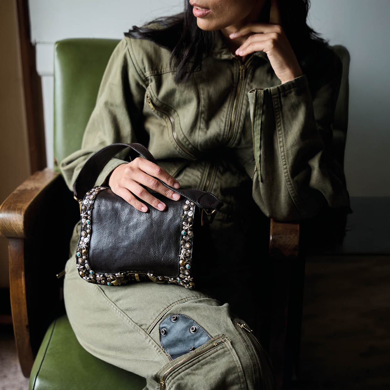 CAMPOMAGGI ヴィンテージ加工 ボディバッグ ナイロン レザー カーキ Italian Leather Bags and Accessories | Campomaggi Official Shop